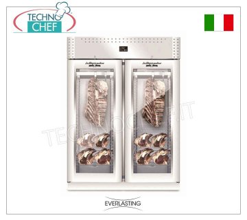 ARMADIO FROLLATURA CARNE, Inox, 2 PORTE VETRO, capacita' Max Kg 300, mod. MEAT 1500 VIP