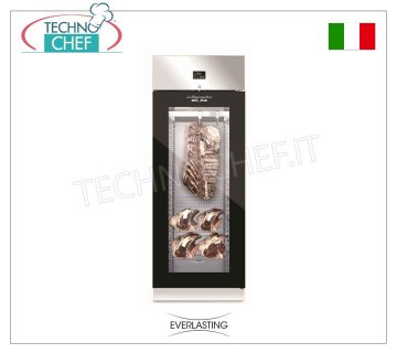 ARMADIO FROLLATURA CARNE, Inox, 1 Porta VETRO Nera, carico Max 150 Kg, mod. MEAT 700 GLASS