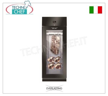 ARMADIO FROLLATURA CARNE, Nero, 1 Porta VETRO, carico max 150 Kg,  mod. STG MEAT 700 BLACK