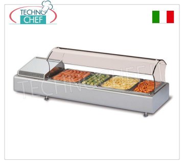 Technochef - VETRINA ESPOSITIVA CALDA da BANCO con VERTO CURVO SELF-SERVICE, temp.+30°/+70°C