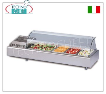 Technochef - VETRINA ESPOSITIVA CALDA da BANCO con VETRO CURVO, Temp.+30°/+70°C