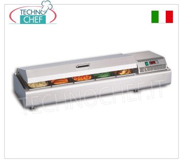 Technochef - VETRINA REFRIGERATA da BANCO con COPERCHO CURVO INOX, temp.+2°/+10°C