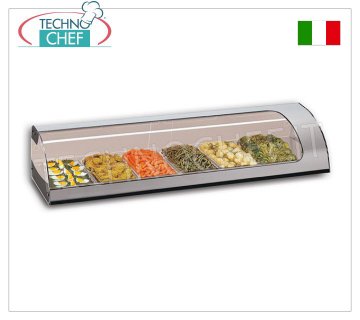 Technochef - VETRINA ESPOSITIVA RISCALDATA da BANCO con VETRO CURVO, Temp.+30°/+60°C