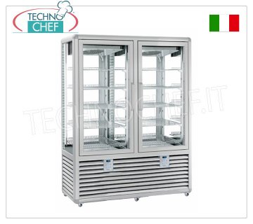 TECHNOCHEF - Vetrina Refrigerata per Pasticceria, Temp.+5°-20°C, 2 Porte, lt.1082,Mod.CGL1200G2T/G2T