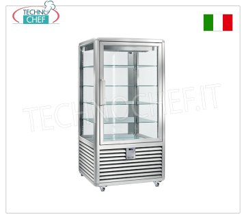 Vetrina Refrigerata Pasticceria 1 Porta, 4 lati espositivi, 4 ripiani rettangolari, Linea CURVE