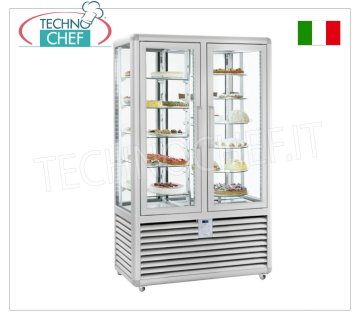 Vetrina Refrigerata Pasticceria 2 Porte, 4 lati espositivi, 5 ripiani rettangolari+6 ripiani rotanti
