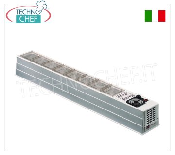 Vetrina refrigerata in ABS da banco, mm 1720x230 Vetrina refrigerante orizzontale da banco in ABS/plastica bianca, senza protezione,  temp. d'esercizio +2/+10°C, bacinelle escluse, V.230/1, Kw.0,13, Peso 30 Kg, dim.mm.1720x230x220h