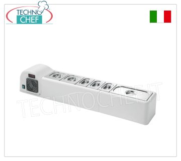 Vetrina refrigerata in ABS da banco, mm 1320x245 Vetrina refrigerante orizzontale da banco in ABS/plastica bianca, senza protezione, temperatura d'esercizio +2/+10°C, bacinelle escluse, V.230/1, Kw.0,07, Peso 22 Kg, dim.mm.1320x245x235h