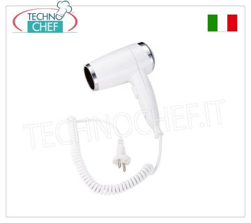 Technochef - ASCIUGACAPELLI da CASSETTO - 1600W Asciugacapelli da cassetto, corpo in ABS bianco, 3 regolazioni di velocità, bassa rumorosità, V.230/1, Watt.1600, dimensioni mm 180x80x230h