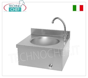 Lavamani con comando a ginocchio e rubinetto temporizzato, dim. mm 400x350x260h