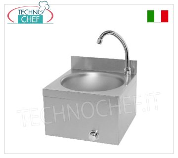 Lavamani con comando a ginocchio e rubinetto temporizzato, dim. mm 310x300x260h