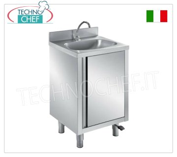 Lavamani armadiato con anta a battente, comando a pedale, dim mm 500x400x850h