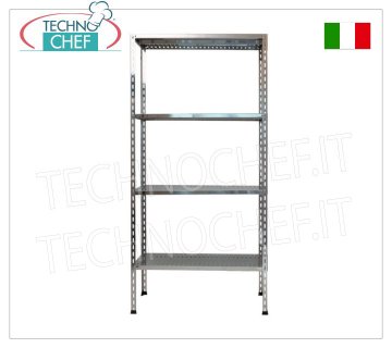 Scaffali Componibili Inox, Ripiani Asolati, Montaggio a Bullone - Moduli H 200 con varie Profondità. 