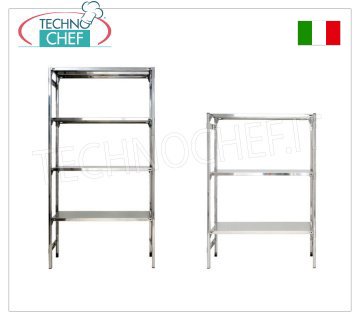 Scaffali inox 304, Ripiani Lisci, Montaggio a Gancio/Incastro 