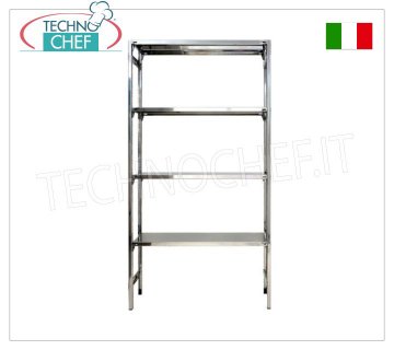 TECHNOCHEF - Scaffale inox, modulo con 4 ripiani lisci, PROFONDI 40 cm, ALTEZZA 180 cm. Scaffalatura inox 304 Lucido con 4 ripiani lisci, Portata globale 4x135 Kg, montaggio a gancio, modulo di cm 60x40x180h