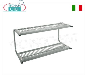 Scolapiatti INOX 2 ripiani 30+30 piatti Mensola SCOLAPIATTI con 2 ripiani per 30+30 piatti con diametro da 160 a 320 mm, dimensioni mm.830x420x480h