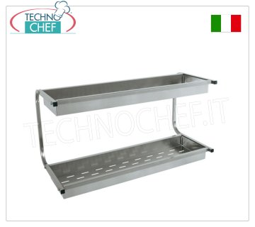 Pensile Scolabicchieri INOX 304 con 2 ripiani con cestello forato
