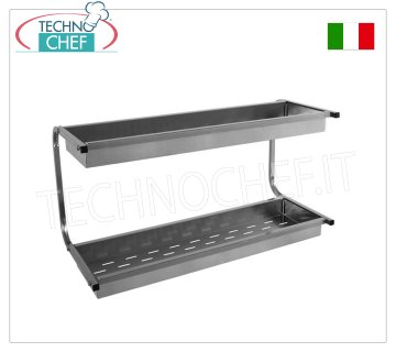 Pensile Scolabicchieri  INOX 304 2 ripiani con cestello forato