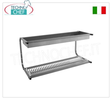 Pensile Scolapiatti-Scolabicchieri INOX  304 con 1 ripiano 36 piatti