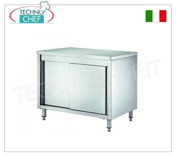 Tavolo armadio inox con porte scorrevoli, Profondo cm 70