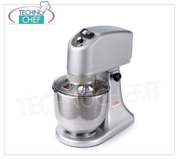 Technochef - Planetaria Professionale da lt 7, Testa sollevabile, Impastatrice planetaria da lt 7, professionale, a testa sollevabile, completa di: frusta, gancio e spatola, V 230/1, kw 0,28, dim. mm 240x410x437h