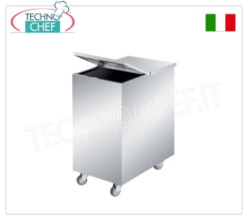TRAMOGGIA INOX CARRELLATA con DIVISORIO CENTRALE, ANGOLI IN SQUADRO