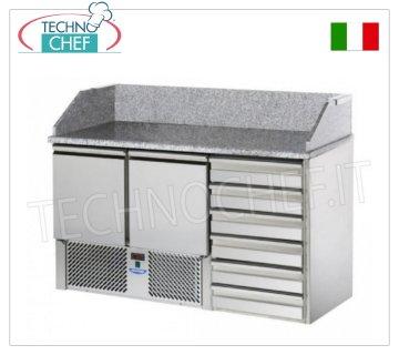 Banco Pizza Refrigerato, 2 Porte, 6 Cassetti, dim.mm.1410x700x1070h