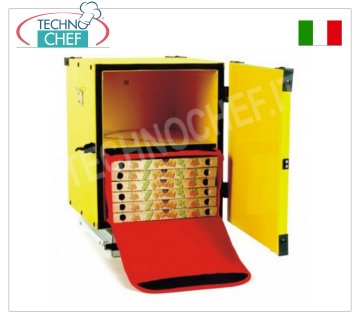 Box pizza con ripiano per due borse termiche, isolato termicamente, dim.mm.470x470x520h