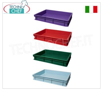 Cassetta pagnotte-impasti pizza da cm 60x40x7h, disponibili in diversi colori Cassetta portapagnottine-impasti pizza, impilabile, in polietilene alimentare, colore Celeste, dim.mm.600x400x70h