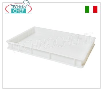 Cassette pagnotte-impasti pizza, Colore bianco, dim. cm 60x40x7h Cassetta portapagnottine pizza impilabile, in polietilene alimentare, colore Bianco, dim.mm.600x400x70h