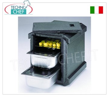 Contenitore isotermico in polipropilene, apertura frontale con 12 guide per inserimento bacinelle GN 1/1