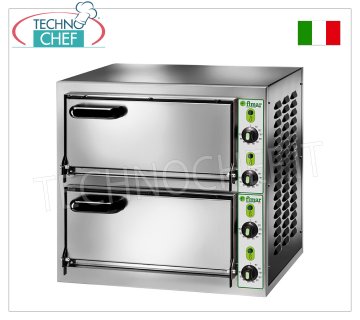 FIMAR - Forno  pizza elettrico  per 2 PIZZE Grandi, 2 camere Indipendenti da cm 40,5x40,5, Comandi Meccanici, mod. MICRO2C