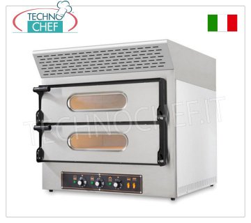 FORNO Elettrico per 2+2 Pizze, 2 CAMERE da cm 61x52, con CAPPA Aspirante a CARBONI ATTIVI