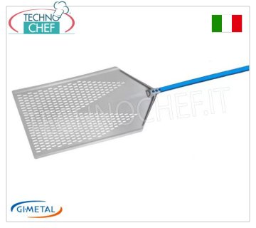 Gi-Metal - Pala pizza al metro forata in alluminio, Linea Azzurra, lunghezza manico cm 120