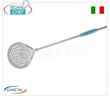 Gi.Metal - Palettino pizza forato in acciao inox, Linea Evoluzione, lunghezza manico cm 75