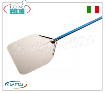 Gi.Metal - Pala pizza rettangolare in alluminio, Linea Azzurra, lunghezza manico cm 120 Pala pizza rettangolare in alluminio, Linea Azzurra, leggera, flessibile e resistente, dim.mm 300x300, lunghezza manico 1200 mm.