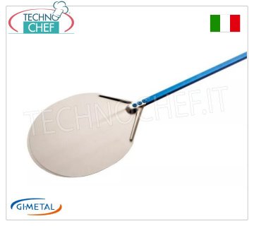 Gi.Metal - Pala pizza tonda in alluminio, Linea Azzurra, lunghezza manico cm 60