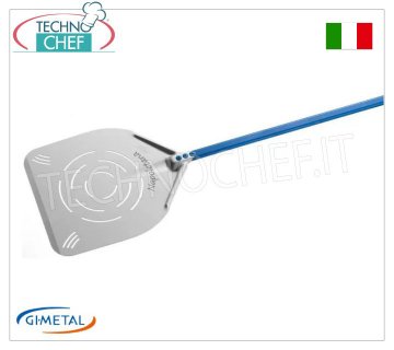 Gi.Metal - Pala pizza rettangolare forata in alluminio, Linea Napoletana, lunghezza manico cm 150