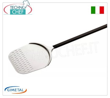 Gi.Metal - Pala pizza rettangolare forata in alluminio, Linea Alice, lunghezza manico cm 120 Pala pizza rettangolare forata in alluminio, Linea Alice, leggera, scorrevole e resistente, dim.mm 330x330, lunghezza manico 1200 mm.