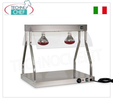 Piano Caldo Inox con Lampade Riscaldanti Infrarossi e Deflettori Laterali in Plexiglass,
