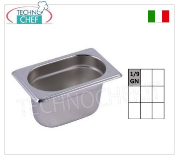 Bacinelle Gastronorm GN 1/9 in acciaio inox, dim.mm.176x108