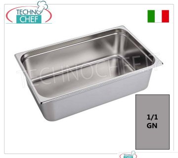 Bacinelle Gastronorm GN 1/1 in acciaio inox, dim.mm 530x325