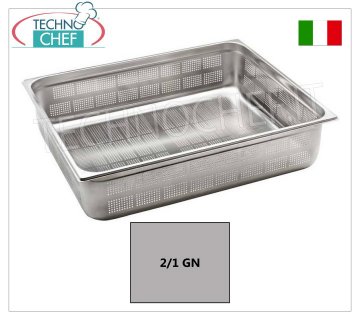 Bacinelle Forate Gastronorm 2/1 in acciaio inox, dim.mm.650x530