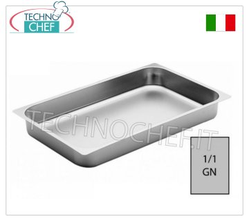 Teglie Gastronorm 1/1 in acciaio inox, dim. mm. 530x325