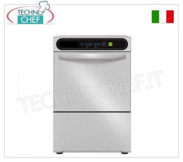 TECHNOCHEF - Lavabicchieri Bar Professionale, cesto quadrato 35x35 cm, Comandi Elettronici