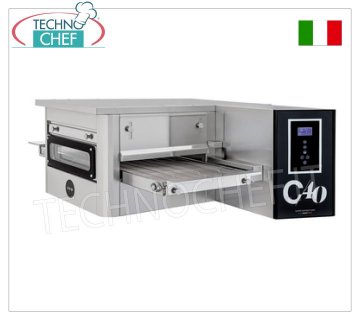 TECHNOCHEF - Forno Pizza Tunnel Elettrico con Nastro largo 400 mm, completo di supporto, Mod.TUNNELC/40