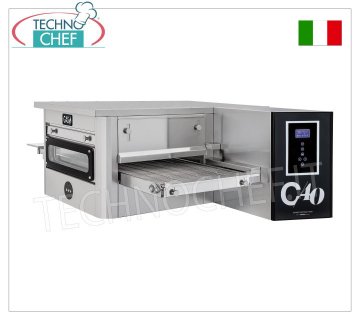 TECHNOCHEF - Forno Pizza Tunnel a Gas con Nastro largo 400 mm, completo di supporto, Mod.TUNNELC/40GAS