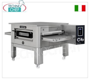 TECHNOCHEF - Forno Pizza Tunnel a Gas con Nastro da 500 mm, completo di supporto, Mod.TUNNELC/50GAS