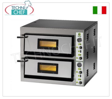 FIMAR - Forno pizza elettrico per 4+4 Pizze, 2 camere indipendenti da cm  61x61, comandi meccanici, mod. FME4+4