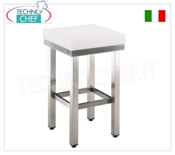 Ceppo Macelleria in Polietilene, su piedistallo in tubolare inox, Spessore 10 cm